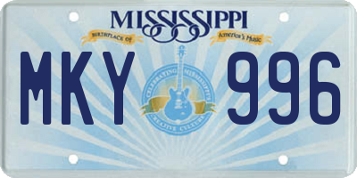 MS license plate MKY996