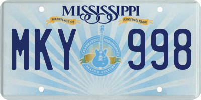 MS license plate MKY998