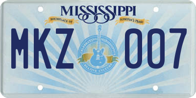 MS license plate MKZ007