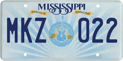 MS license plate MKZ022
