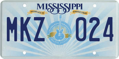 MS license plate MKZ024