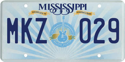 MS license plate MKZ029