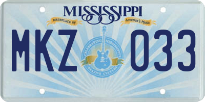 MS license plate MKZ033