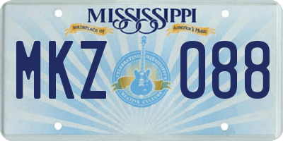MS license plate MKZ088