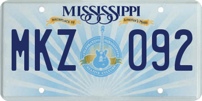 MS license plate MKZ092