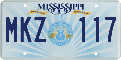 MS license plate MKZ117