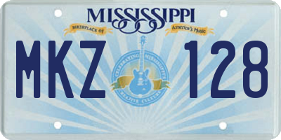 MS license plate MKZ128