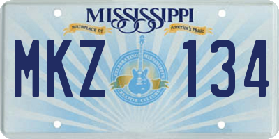 MS license plate MKZ134