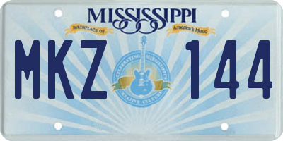 MS license plate MKZ144
