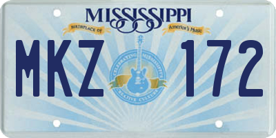 MS license plate MKZ172