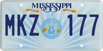 MS license plate MKZ177