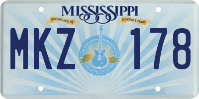 MS license plate MKZ178