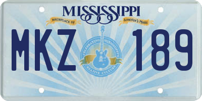 MS license plate MKZ189