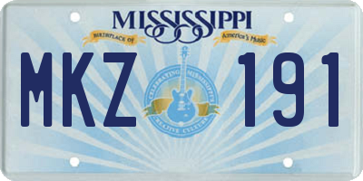 MS license plate MKZ191