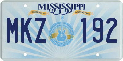 MS license plate MKZ192
