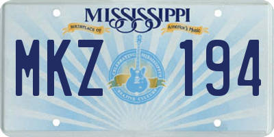 MS license plate MKZ194