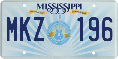 MS license plate MKZ196