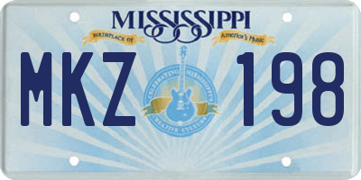 MS license plate MKZ198