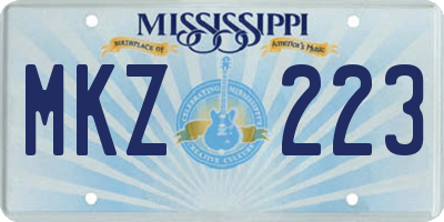 MS license plate MKZ223