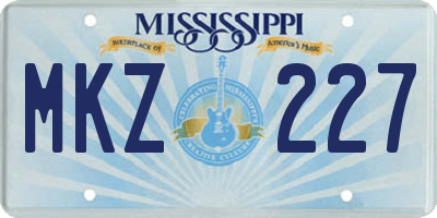 MS license plate MKZ227