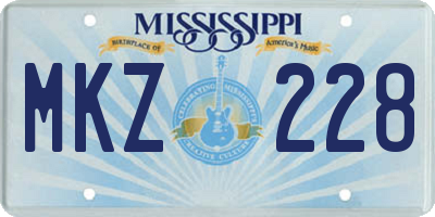 MS license plate MKZ228
