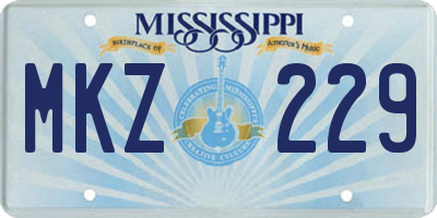 MS license plate MKZ229