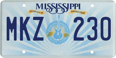 MS license plate MKZ230