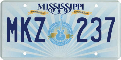 MS license plate MKZ237