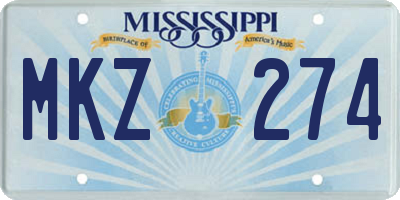 MS license plate MKZ274