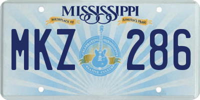 MS license plate MKZ286