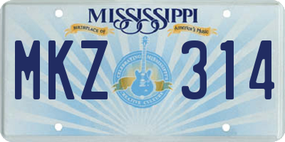 MS license plate MKZ314