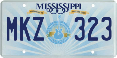 MS license plate MKZ323
