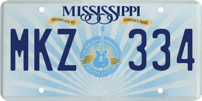 MS license plate MKZ334