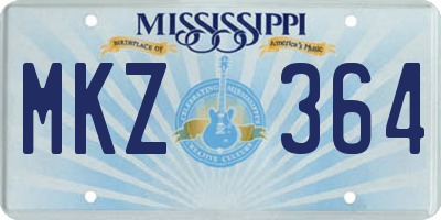 MS license plate MKZ364