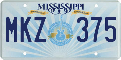 MS license plate MKZ375