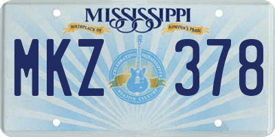 MS license plate MKZ378