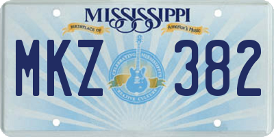 MS license plate MKZ382