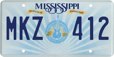MS license plate MKZ412