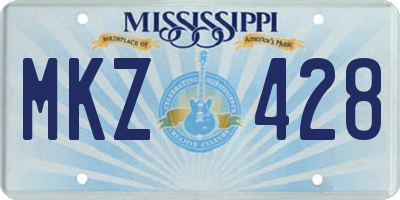 MS license plate MKZ428