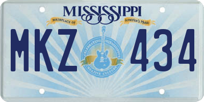 MS license plate MKZ434
