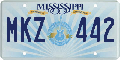 MS license plate MKZ442