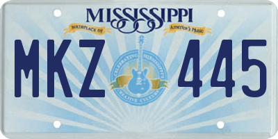 MS license plate MKZ445
