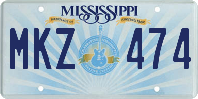 MS license plate MKZ474