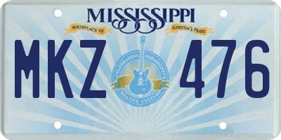 MS license plate MKZ476