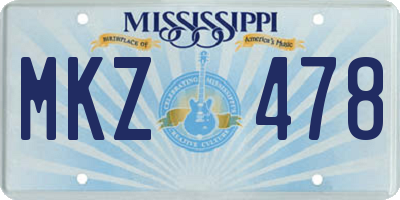 MS license plate MKZ478