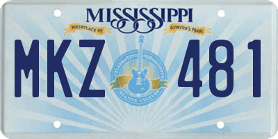 MS license plate MKZ481