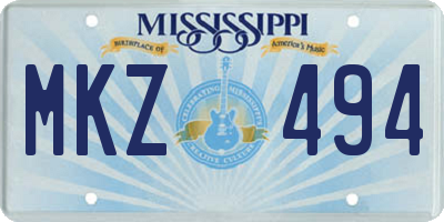 MS license plate MKZ494