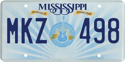 MS license plate MKZ498