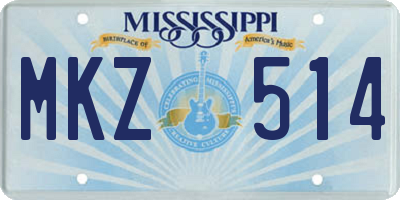 MS license plate MKZ514