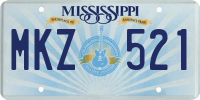 MS license plate MKZ521